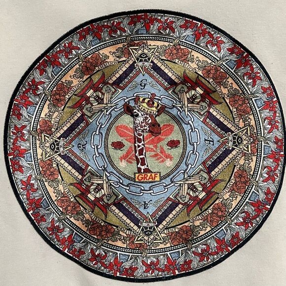 Rare Graf Wu Giraffe Graphic Hoodie XL Streetwear Urban Cozy Comfy Athleisure - Picture 7 of 15